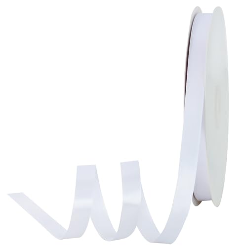 TONIFUL 100yds 1/2 Inch White Satin Ribbon Christmas Gift Wrapping Ribbon