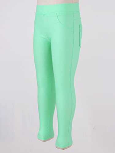 Kids Girls Elastic Waist Super Skinny Jeans Solid Color Slim Fit Casual Legging Pants Footless Trousers3