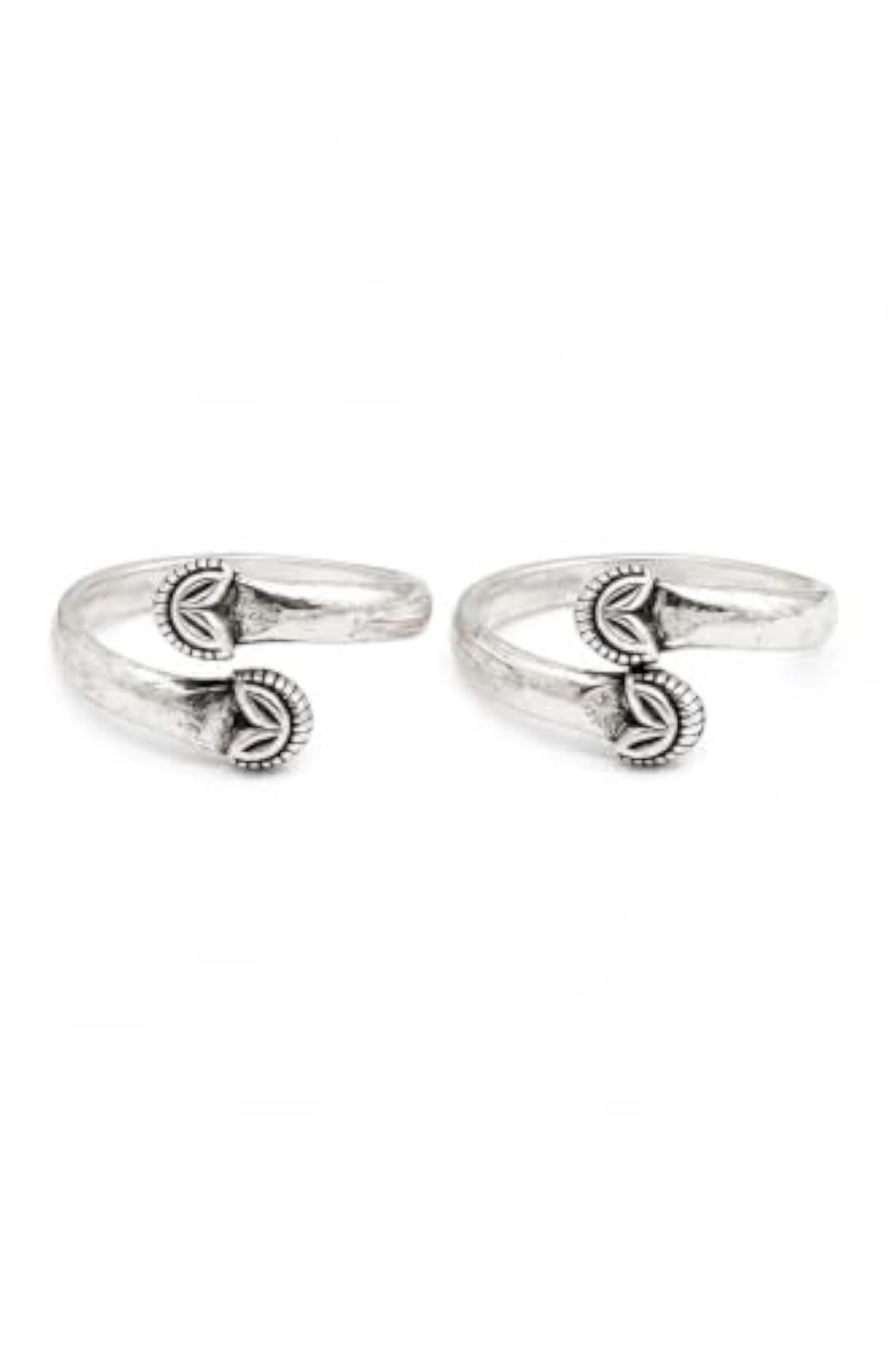 Women's 925 Sterling Silver Anokhi Lotus Bud Adjustable Toe Ring Pair