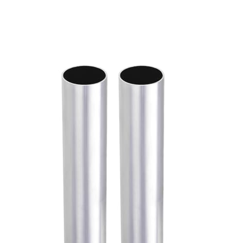 DTGN 11.8'x1.14'x1.06'(LxODxID) Sin Costuras Aluminio Redondo Tubo - 2 Paquete - Bueno para Bricolaje Artesanía - 6063 Aluminio Recto Tubo - Plata