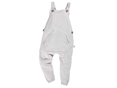 HANS NATUR Bio-Baby und Kinder Latzhose aus 100% Bio-Baumwolle, GOTS Zertifiziert, Hellgrau Melange, Größe 74/80 – Bild 4