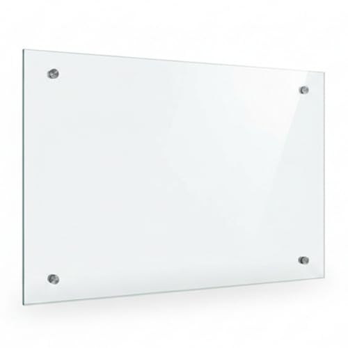 Mucola Küchenrückwand Glas 80x50 cm Klarglas – 6 mm ESG Sicherheitsglas Spritzschutz – hitzebeständig & kratzfest – Glasrückwand inkl. Edelstahl Befestigungsset
