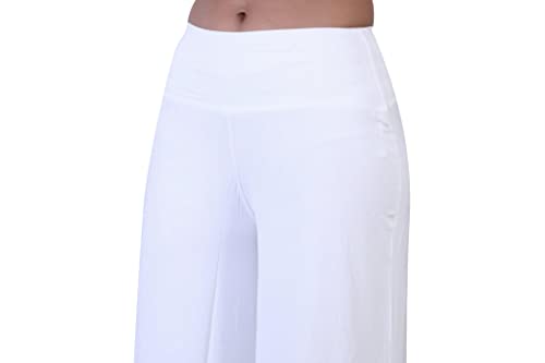 Image of Sports Women's Calf Length 3 /4 High Elastic Waistband Wide Leg Palazzo Casual Wide Leg Lounge Pants with Two Sides Pockets