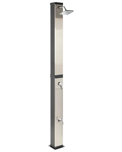 Beliani Ducha Solar Independiente de Exterior PVC con energía Solar Negro Buenos