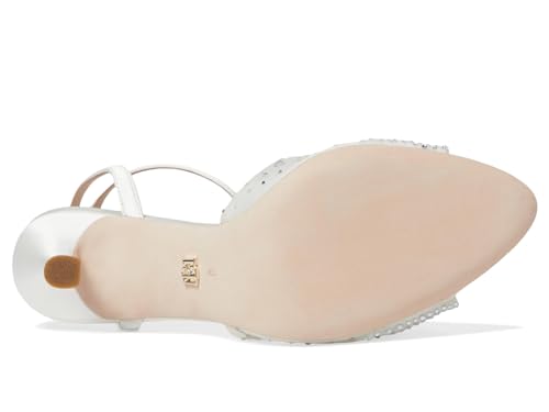 Image of Badgley Mischka Women's Cameryn Satin Peep-toe Stiletto With Crystal-embellished Mesh Overlay