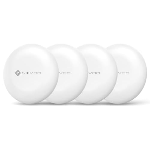 NOVOO Air Tag Schlüsselfinder Smart Tracker Kompatibel mit Apple Wo ist? APP(iOS) oder Google,Mein Gerät Finden”APP(Android) Bluetooth KeyFinder Austauschbarer Akku für Gepäck,Taschen,Koffer-4er Pack