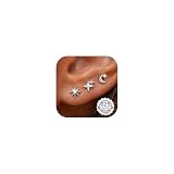 Finrezio 3 Pairs Flat Back Earrings Sterling Silver Hypoallergenic