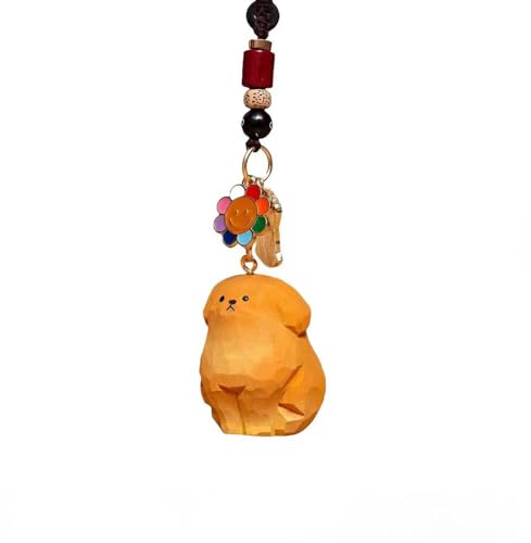 Xiyuelily Handmade Golden Retriever Lucky Keychain with Enamel Sunflower Pet