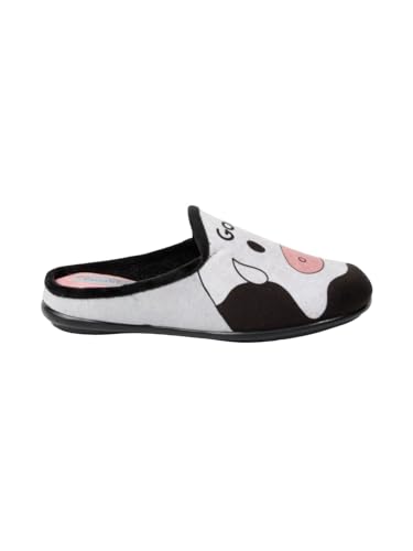 Pantoufle vache blanche en chenille pour femme taille 36 - 2