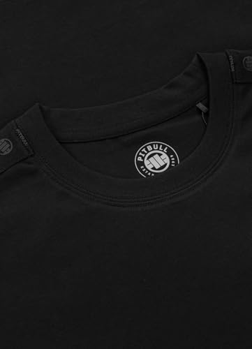 PITBULL - T-shirty dla mężczyzn Tape Nugget, T-shirt z bawełny, męski T-shirt o sportowym wyglądzie, letnie koszulki dla mężczyzn, koszulka sportowa, czarny / czarny, M