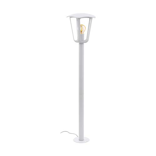 Eglo Lampadaire Extérieur Monreale - 1 Ampoule - Lampadaire d'Extérieur en Fonte d'Aluminium et Plastique - Culot : E27 - Ip44 - Blanc