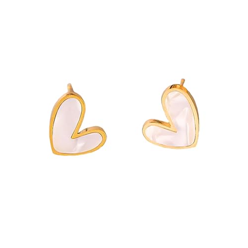 QueenBee Black & White Heart Stud Earrings – Hypoallergenic Gold-Plated Jewelry for Women, Gift for Valentine’s Day, Mother’s Day & Birthdays