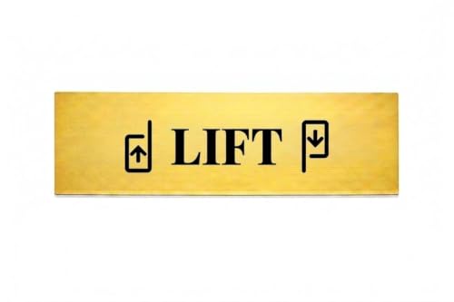 Image of Brushed Silver PVC Office Sign with Double-Sided Tape | Durable 10x3 Inch Signage for Clinics, Malls, Gyms & Hospitals - Available in Silver & Gold (Golden, Lift)