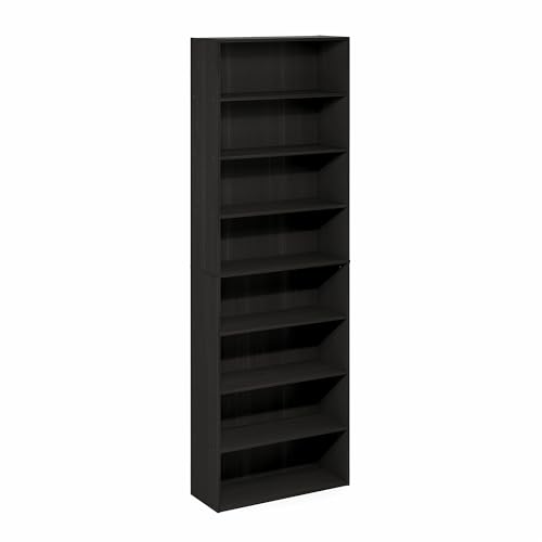 Image of Furinno Basic Book Shelf, 8-Tier Bookcase with Open Shelf, Standing Bookshelf, Cube Storage Organizer, 9 x 24 x 71, for Living Room, Bedroom, Home Office, Espresso