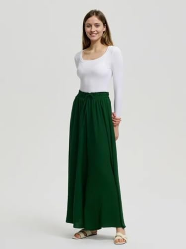 Image of KOTTY Women's Wide-Leg Trouser|Palazzo Pants|High Waist Flowy Trousers with Drawstring|Lightweight Casual & Travel Wear|Women Trousers Pants