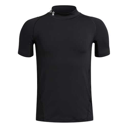 Under Armour Boys HeatGear Armour Mock Neck Short Sleeve (001) Black / / White Youth Large
