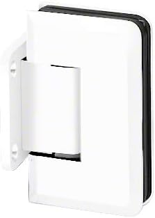 Brixwell H-PGTWA-W Adjustable Premier Series Glass to Wall Mount Shower Door Hinge with Short Back Plate Gloss White