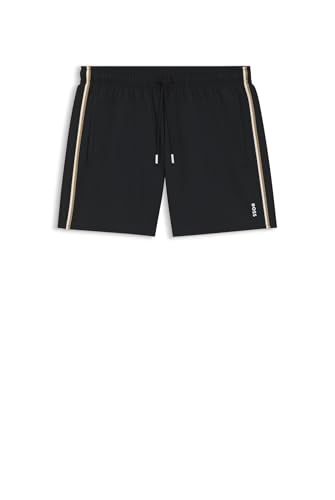 BOSS Herren Iconic Badeshorts mit Signature-Streifen und Logo Schwarz001 L