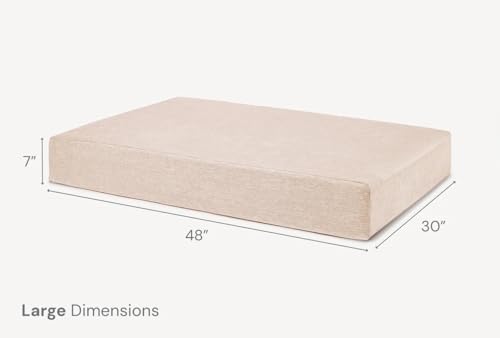 Image of Barker Beds Large Orthopedic Dog Bed - 7 inch Memory Foam Mattress - 50-70 lbs - Joint Pain & Arthritis Support - Washable Cover - 48 inchx30 inchx7 inch - Driftwood Linen