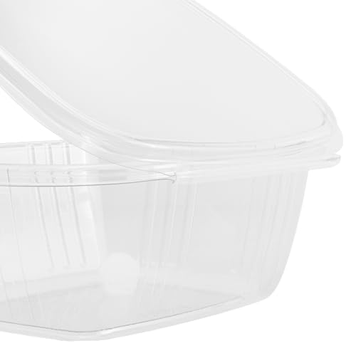 Karat 200 Count Clear PET Hinged Deli Take Out Containers - 32 oz Plastic Clamshell Food Containers, Disposable Square to Go Boxes, Ideal for Pasta Salads, Fruit, Deli Sides and More, FP-HDC32
