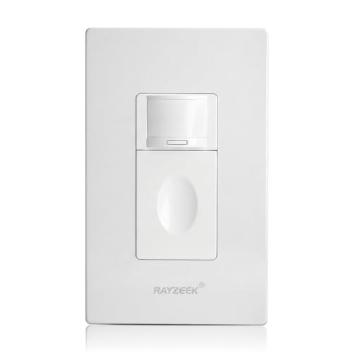 RAYZEEK Motion Sensor Light Switch, No Neutral Wire Required, No Ground Wire Needed,5A,Single Pole...
