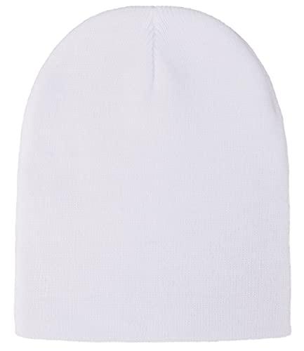 Simplicity Beanie Hats for Women White Beanie Women/Men Short Knit Beanie Skull Hat Cap Womens Winter Hats, White