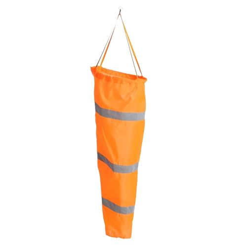 VIFER Windsock Wind Measurement Sock, Nylon Weatherproof Wind Sock Bag Flag Orange with Reflective Belt for Airport Farm Park (100CM)