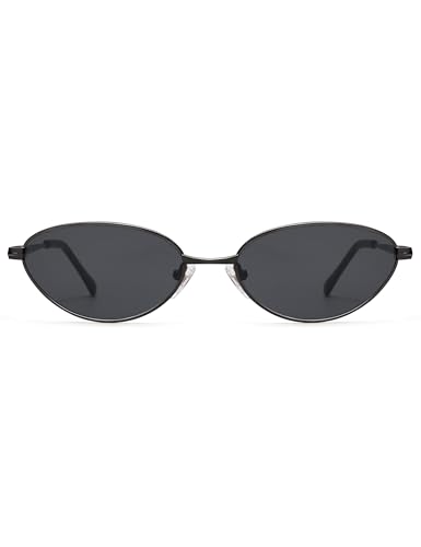 Retro Oval Cat Eye Sunglasses for Women, Vintage Metal Frame with Spring Hinge, Trendy Fashion Glasses AP3730