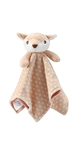 Image of CREVENT Cozy Plush Baby Security Blanket, Loveys for Baby Girls and Boys, Birthday (Deer+Monkey)