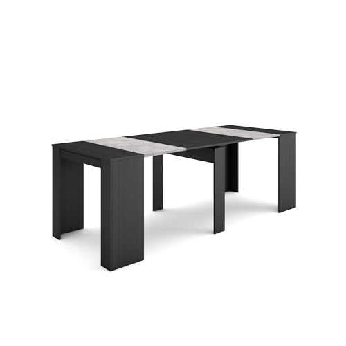 Skraut Home | Table Console Extensible | Console Meuble | 220 | pour 10 Personnes | Table à Manger | Style Moderne | Noir