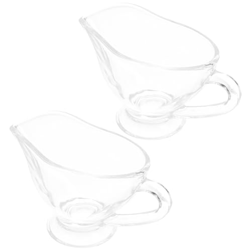 Lot de 2 saucières en verre transparent de table avec anse ergonomique
