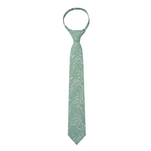 Jacob Alexander Boys' 14 inch Zipper Floral Cotton Neck Tie - Dusty Sage