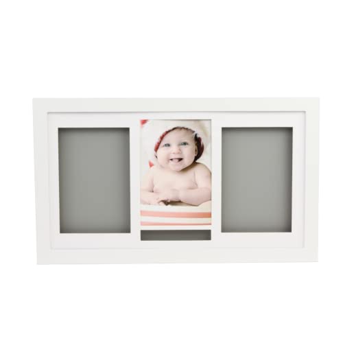 PLUSHIBLE BRIDGING MILES WITH SMILES Baby Hand and Footprint Kit, White Frame with 2 Prints - Baby Picture Frame & Registry Keepsake, Personalized Casting Kit for Newborn, Memory Gift for New Moms