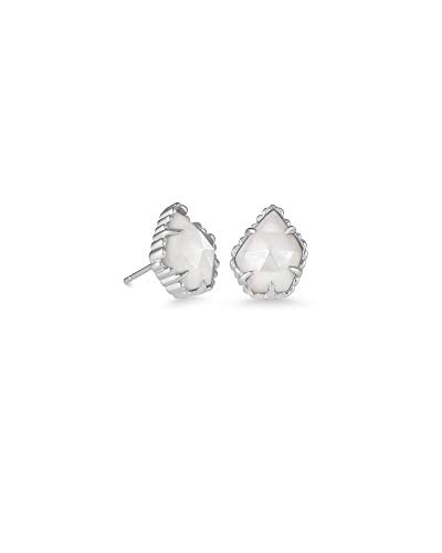 Kendra Scott Tessa Stud Earrings for Women, Fashion Jewelry, Rhodium-Plated Brass, Ivory Mother of Pearl