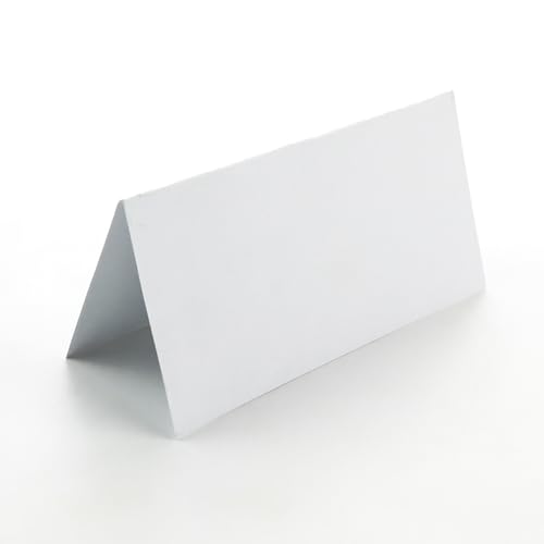 100 Pcs White Name Place Cards | Blank Folded Table Place Card for Party, Wedding | Name Cards for Table Setting | 10x10cm
