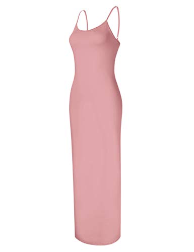 Glorystar Women Sleeveless Spaghetti Strap Cami Maxi Slip Dress (2Xl, Long-Pink) #TOP1