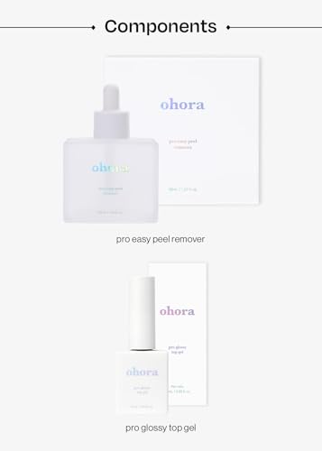 ohora Bundle Set (Nail Essential Duo) - Easy Peel Remover & Top Gel Value Care Combo, Use with Any Semi Cured Gel Nail Strip, Easy to Use, Gentle Formula
