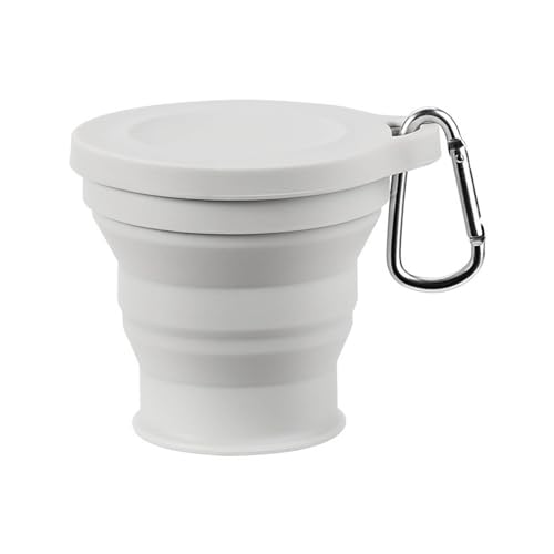 SAKEIOU Taza Plegable de Silicona portátil con mosquetón Tazas Plegables Resistentes al Calor Taza de Viaje de Almacenamiento Plegable para Agua Caliente
