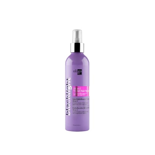 Oligo Professionnel - Blacklight 18-in-1 Violet Hair Beautifier for blondes- Vegan - Eliminate yellow tones - Anti frizz- Leave-in Toning Conditioner - Detangling Hydrating Spray - Argan Oil -8.5 oz