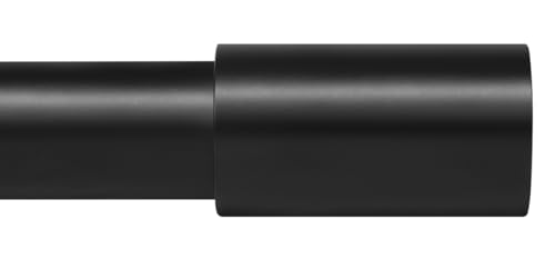Ivilon Curtain Rods for Windows - Long End Cap Design, 1 inch Diameter, Extendable Drapery Rod for Windows, 48 to 86 Inches. Color Black