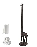 Gardmate Brown Giraffe Paper Towel Holder for Kitchen & Bathroom - Tall Cast Iron Free Standing Paper Roll Stand with Heavy Base, Safari Style Counter Organizer for Home, Apartment & Office etc.