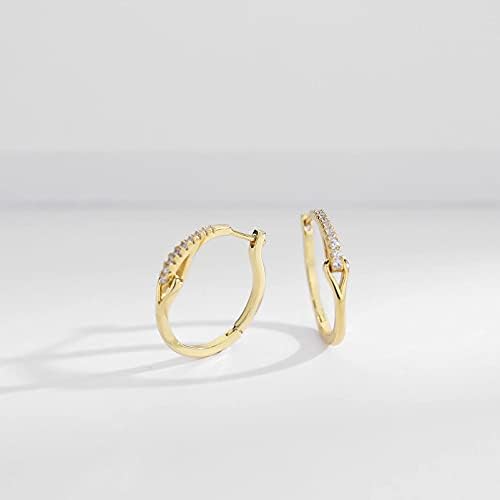 White Gold/14k Gold Plated Cubic Zirconia Huggie Hoop Earrings,Love + Be Loved CZ Hoop Earrings for Women