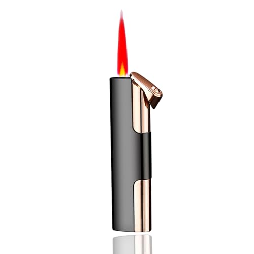 Refillable Butane Torch, Lighter, Windproof Red Soft Flame, Butane Lighter (No Gas)