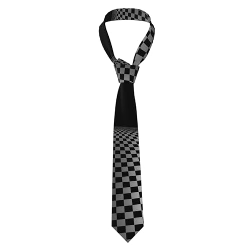 BROLEO Cravate pour homme à motif damier noir et blanc, douce et confortable, ne se déforme pas, résistante à la décoloration, durable (145 x 8,1 cm)