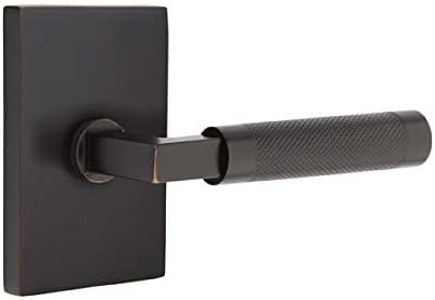 Emtek Select Dummy, Modern Rectangular Rosette Knurled Leve (L-Square Stem, Oil Rubbed Bronze)