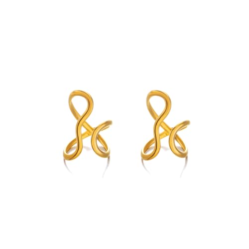 AIETUE Chunky Rings For Women, Gold Silver Thumb Ring Asymmetrical Wavy Curve Ring Adjustable Non Tarnish Dainty Stainless Steel New Year Anniversary Birthday Jewelry Gift (Wavy Gold 2Pcs)