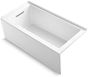 KOHLER K-20201-LA Underscore Rectangle 60-Inch x 30-Inch Alcove Bath with Integral apron, integral flange and left hand drain, White