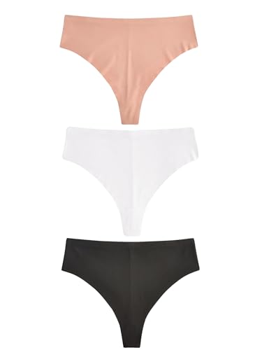 NEXT String Taille Haute Invisible Confortable, Lot de 3 Noir/Blanc/Nuit/Praline 42