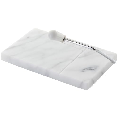 Judge Marble Cheese Board with Wire Cutter 21cm x 20cm - 25 Year Guarantee, White