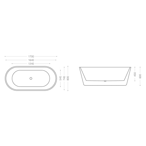 Mai & Mai Freistehende Badewanne Acryl 170x80cm Oval Standbadewanne Weiß inkl. Push-Open Ablaufgarnitur V520OA